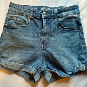 H&M Blue Jean Shorts High-Waisted Rolled Hems